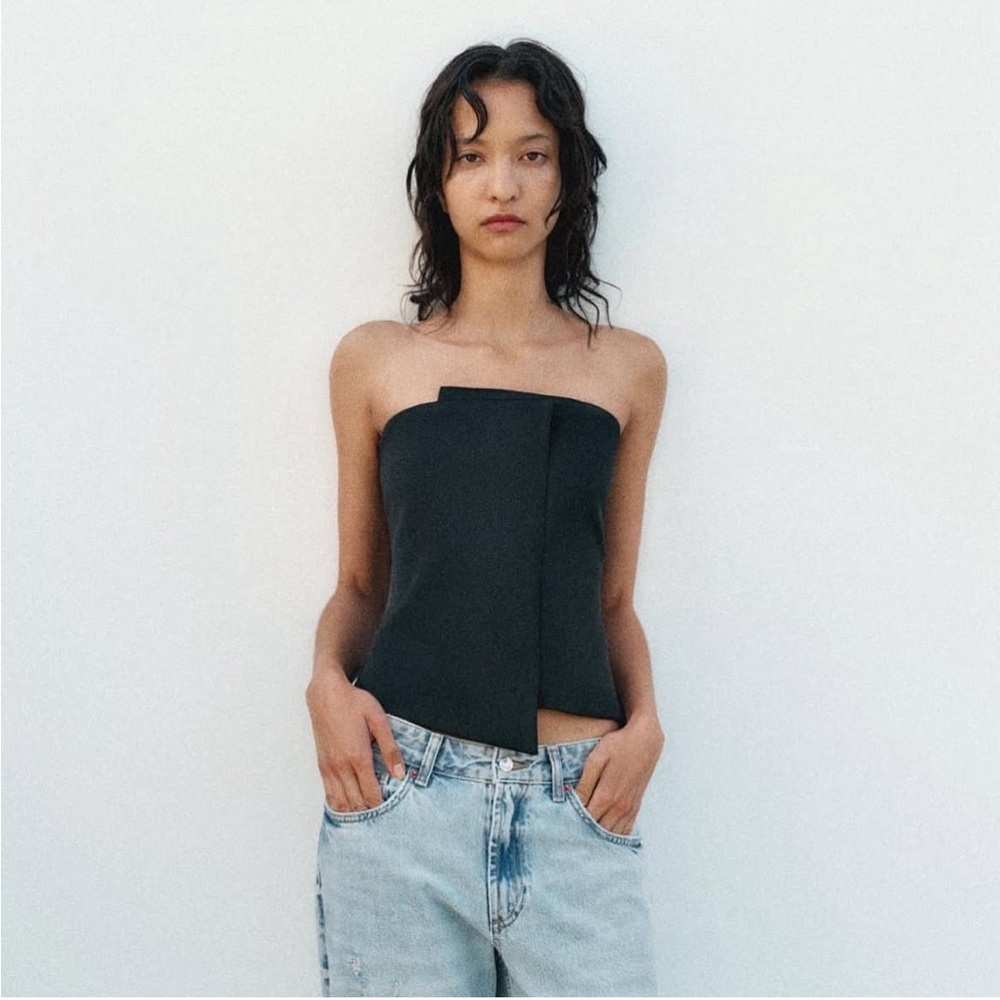 Zara Black Strapless Bustier Top